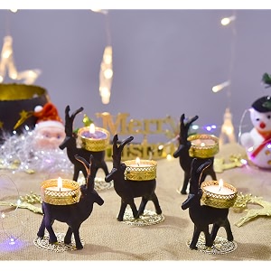 christmas reindeer tealight candle holdersmetal candle wax shadow tealight candle holder for home decor candle diya christmas festival decoration time deer tree santa tealight 4 set