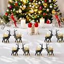 Christmas Reindeer Tealight Candle Holders,Metal, Candle Wax Shadow Tealight Candle Holder for Home Decor, Candle Diya, Christmas, Festival Decoration Time Deer Tree Santa Tealight (Candle 8)