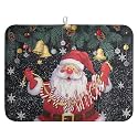 Christmas Santa Claus Dish Drying Mat Winter Drying Dish Mat for Kitchen Countertops Xmas Dish Dryer Mat Microfiber Dishes Drainer Pad Dish Drying Pad (18x24 in)