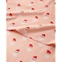 Christmas Sheet Set, Blush Santas, Holiday Xmas Bedding Set - Twin XL Size