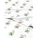 Christmas Sheet Set, Candy Cane Mistletoe, Holiday Xmas Bedding Set - Twin