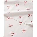 Christmas Sheet Set, Dainty Red Bows, Holiday Xmas Bedding Set - Cal King