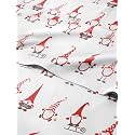 Christmas Sheet Set, Holiday Gnomes Red, Xmas Bedding Set - Cal King Size