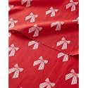 Christmas Sheet Set, Red Ribbon Bows, Holiday Xmas Bedding Set - Split King