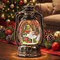 Christmas Snow Globe Lantern with LED Lighted Water Glitter, Hanging Kerosene Style Ballerina Tree Scene, Vintage Bronze Tabletop Holiday Decoration Gifts