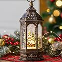 Christmas Snow Globe Lantern Lighted Holiday Village Church with Music& Timer, USB Lined/Battery Operated Lighted Lantern for Christmas Festival Decoration Gifts