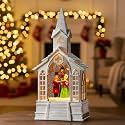 Christmas Snow Globe Lantern Musical Carolers Lighted Water Church, USB Lined/Battery Operated Lighted Lantern for Christmas Festival Decoration Gifts