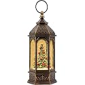 Christmas Snow Globe Lantern Water Glittering Christmas Tree with Cardinal, USB Lined/Battery Operated Lighted Lantern for Christmas Festival Decoration Gifts