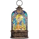 Christmas Snow Globe Lantern Water Glittering Churches &amp; Holy Family with Music&amp; Timer, USB Lined/Battery Operated Lighted Lantern for Christmas Festival Decoration Gifts
