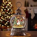 Christmas Snow Globe Lantern Water Glittering Snowman &amp; Cardinal with Music, USB Lined/Battery Operated Lighted Lantern for Christmas Festival Decoration Gifts
