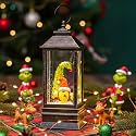 Christmas Snow Globe Lantern Water Glittering Xmas Gnome with Whimsical Christmas Tree, USB Lined/Battery Operated Lighted Lantern for Christmas Festival Decoration Gifts