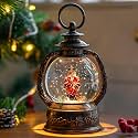 Christmas Snow Globe Lantern Water Glittering Nutcracker with Music &amp; Timer, USB Lined/Battery Operated Lighted Lantern for Christmas Festival Decoration Gifts