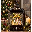 Christmas Snow Globe Swirling Glittering Nativity Scene with Music, USB Lined/Battery Operated Lighted Water Lantern for Christmas Festival Decoration Gifts
