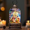 Christmas Snow Globe Swirling Glittering Nativity Scene with Music, USB Lined/Battery Operated Lighted Water Lantern for Christmas Festival Decoration Gifts
