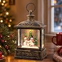 Christmas Snow Globe Swirling Glittering Snowman Family with Music &amp; Timer, USB Lined/Battery Operated Lighted Water Lantern for Christmas Festival Decoration Gifts