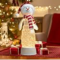 Christmas Snowman Decorations, Lighted Snowman Plush Swirling Glitter Musical Christmas Snow Globe Water Lantern for Table Mantel Desk Fireplace Home Holiday Decor