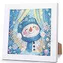 Christmas Snowman Diamond Art Painting Kits for Kids with Frame Ages 4-8-12