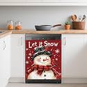 Christmas Snowman Dishwasher Covers for The Front Magnetic,Red Cardinal Refrigerator Magnets Decoration,Reusable Dishwasher Cover Panel for Home Kitchen Decor 23x26 Inch