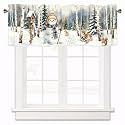 Christmas Snowman Forest Valance Curtain Rod Pocket 1 Panel, 42x12 Inch