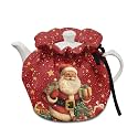 Christmas Snowman Tea Cozy for Teapot Heat Resistant Kettle Cover, Portable Breakfast Warmer Keep Warm Christmas Decorative Accessories-Red