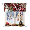 Christmas Snowman Winter Window Valance, 42x12 in, Snowflake Decor