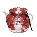 Christmas Snowmen Red Tea Cosy for Teapots Washable Heat Preservation Tea Pot Dust Cover Tea Kettle Quilt for Home Kitchen Decorative Accessories
