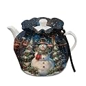 Christmas Snowmen Tree Tea Cosy Stain Resistant Insulated Teapot Dust Cover for Home Kitchen Decor Tea Cozies Both Sides Can Be Used Teapot Cozy Breakfast Warmer