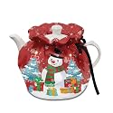 Christmas Snowmen Tree Teapot Cozies Breakfast Warmer with Drawstring, Washable Fabric Tea Cosy for Teapots Fitted Most Tea Pots, Indoor Kitchen Christmas Decor