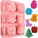 Christmas Soap Molds, 2 Pack Christmas Theme Silicone Mold 12 Cavity