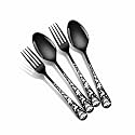 Christmas Spoon &amp; Fork Set, Matte Black, 4-Piece, Printed