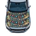 Christmas String Lights Print Car Hood Cover Protector 59×39 Inch Stretchable Auto Hood Wraps Waterproof Halloween Automotive Exterior Accessories for Most SUV Sedans Trucks