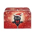 Christmas Theme Toaster 2 Slice Cover Cat Snowflake Print Small Kitchen Appliance Dust Covers Kitchen Decorations, Red