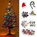 Christmas Tree 3 feet with Light and 50 Ornaments Decorations Items- Mini Hanging Ornaments- Xmas Garlands -Xmas Cap - for Home Indoor Outdoor Office School Christmas Gifts