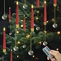 Christmas Tree Candles with Remote, Red Battery Operated Christmas Candles, LED Candlesticks for Xmas Tree Decoration