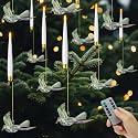Christmas Tree Candles with Remote, 6 Pack Battery Operated Christmas Candles, LED Candlesticks for Xmas Tree Decoration, Flickering Flameless Candle for New Year Home Party Decor, Hummingbird
