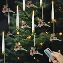Christmas Tree Candles with Remote, 6 Pack Battery Operated Christmas Candles, LED Candlesticks for Xmas Tree Decoration, Flickering Flameless Candle for New Year Home Party Decor, Reindeer