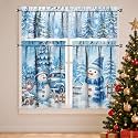 Christmas Tree Kitchen Curtains 3 Piece Set Tier Valance