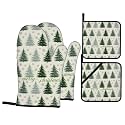 Christmas Tree Oven Mitts and Pot Holders Sets 4 Pack