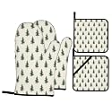 Christmas Tree Oven Mitts and Pot Holders Sets 4 Pack
