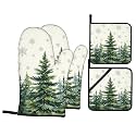 Christmas Tree Oven Mitts and Pot Holders Sets 4 Pack