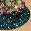 Christmas Tree Skirt Emerald Green 46'' Velvet Tree Skirt Sequin Tree Skirt Christmas Tree Rug Skirt Tree Skirts Sparkly Tree Skirts for Artificial Tree Green Tree Decorations for Winter Holiday