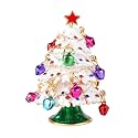 Christmas Tree Trinket Boxes Hinged with Colorful Bell Hand-Painted Ornaments Unique Xmas Gift for Home Decor (White)