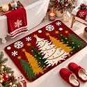 Christmas Tree Xmas Bathroom Rug, 20" x 32", Red