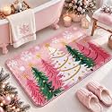 Christmas Tree Xmas Bathroom Rug, 20" x 32", Pink
