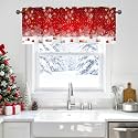Christmas Valance for Windows,Window Treatment Curtains Rod Pocket Sheer Small Short Valance for Kitchen Bathroom Laundry Basement,42Wx12L inch,Snowflake Ball Xmas Winter