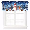 Christmas Valances for Windows Snowman Blue Curtains Valance 42x12 Inch