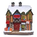 Christmas Village House, Polyresin Lighted Winter Ski Lodge Scene Decoration Christmas Ornament