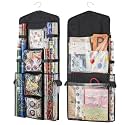Christmas Wrapping Paper Organizer Storage, Hanging Gift Bag Storage Organizer, Double-Sided Wrapping Paper Holder Storage - Black