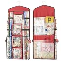 Christmas Wrapping Paper Organizer Storage, Hanging Gift Bag Storage Organizer, Double-Sided Wrapping Paper Holder Storage - Red