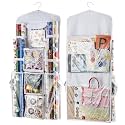 Christmas Wrapping Paper Organizer Storage, Hanging Gift Bag Storage Organizer, Double-Sided Wrapping Paper Holder Storage - White